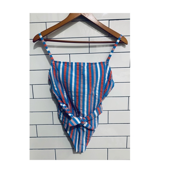 Jessica Simpson Miami stripe tie one piece swim suit M - Picture 4 of 5